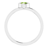 Rhodium-Plated Sterling Silver 4.5 mm Natural Peridot Ring
